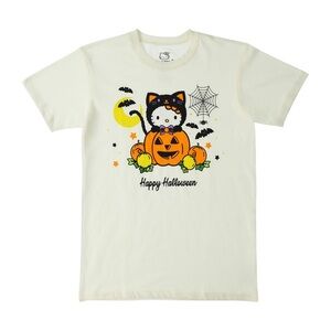 Hello Kitty Sanrio Halloween T-shirt Short Sleeve Top Tee Graphic Ivory